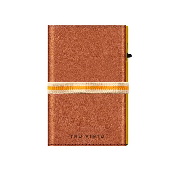 ΠΟΡΤΟΦΟΛΙ TRU VIRTU CLICK & SLIDE STRAP CROSS CARAMBA BROWN-YELLOW/ SAHARA GOLD