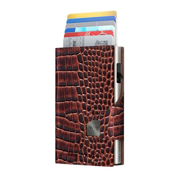 ΠΟΡΤΟΦΟΛΙ TRU VIRTU CLICK & SLIDE COIN POCKET CROCO BROWN