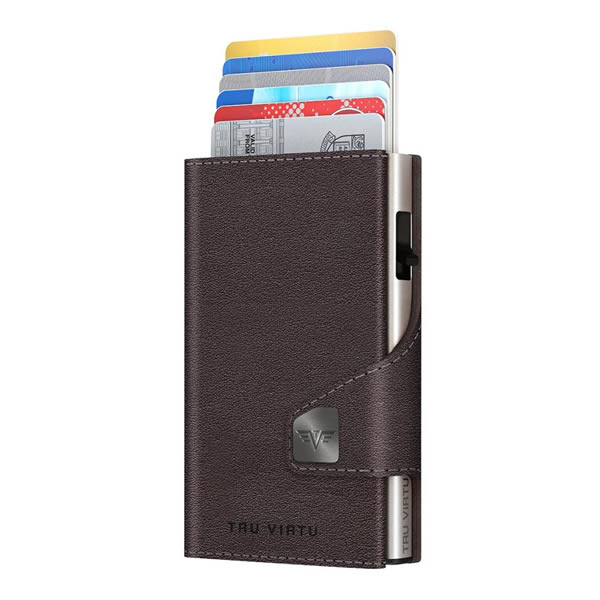 ΠΟΡΤΟΦΟΛΙ TRU VIRTU CLICK & SLIDE COIN POCKET NAPPA BROWN