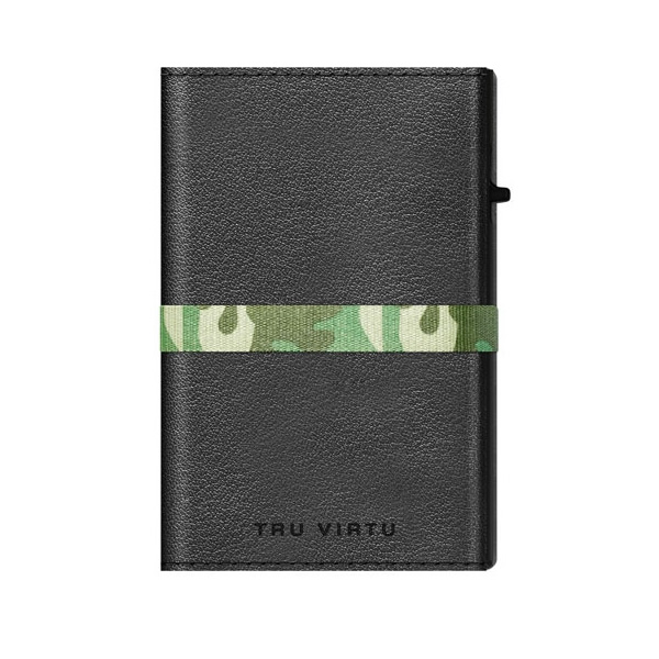 ΠΟΡΤΟΦΟΛΙ TRU VIRTU CLICK & SLIDE STRAP CROSS NAPPA BLACK/ CAMOUFLAGE BLACK