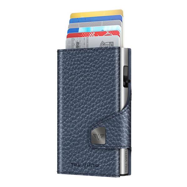 ΠΟΡΤΟΦΟΛΙ TRU VIRTU CLICK & SLIDE PEBBLE NAVY BLUE/ SILVER