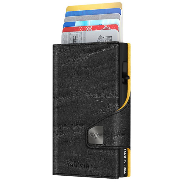 ΠΟΡΤΟΦΟΛΙ TRU VIRTU CLICK & SLIDE COIN POCKET CARAMBA BLACK/YELLOW