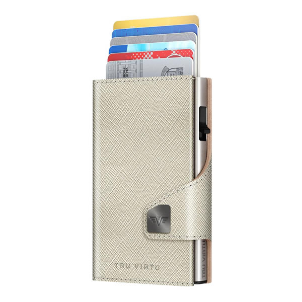 ΠΟΡΤΟΦΟΛΙ TRU VIRTU CLICK & SLIDE SAFFIANO WHITEGOLD SILVER