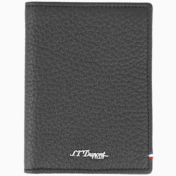 S.T. DUPONT NEOCAPSULE ΑΝΔΡΙΚΟ ΔΕΡΜΑΤΙΝΟ ΠΟΡΤΟΦΟΛΙ ΚΑΘΕΤΟ ΜΕ ΘΗΚΕΣ 4 ΚΑΡΤΩΝ ΜΑΥΡΟ