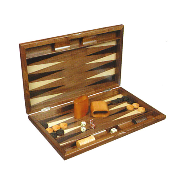 BACKGAMMON LUXURY WALNUT VENNER DELUXE "2 STRIPES"
