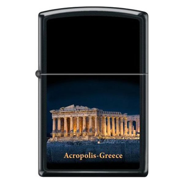 ΑΝΑΠΤΗΡΑΣ ZIPPO BLACK MATTE ACROPOLIS FULL VIEW