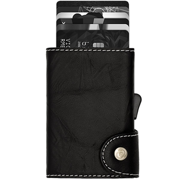 ΠΟΡΤΟΦΟΛΙ-ΚΑΡΤΟΘΗΚΗ C-SECURE BLACK/EMBOSSED ΛΕΥΚΗ ΡΑΦΗ 